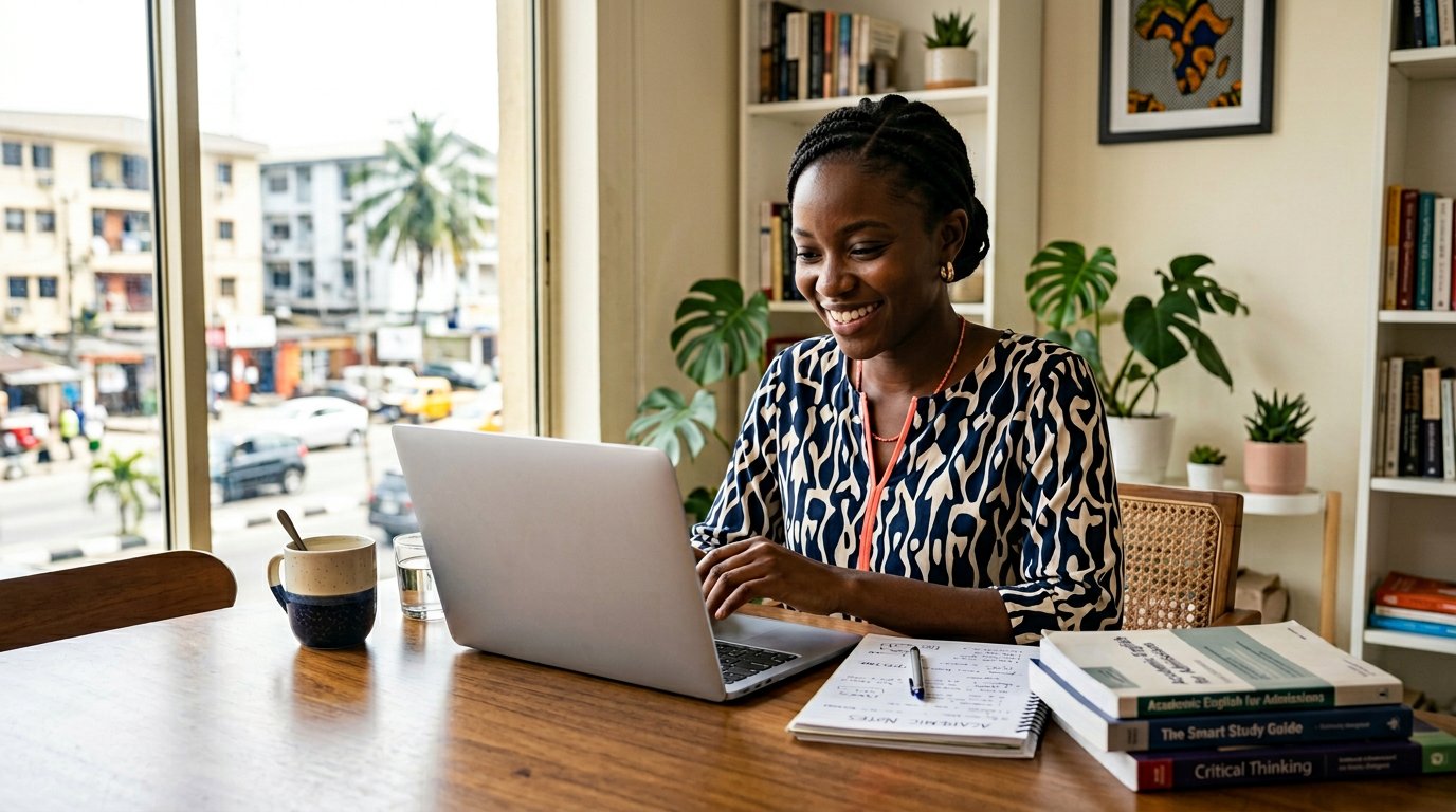 An AcmeLearn student celebrating her university admission result